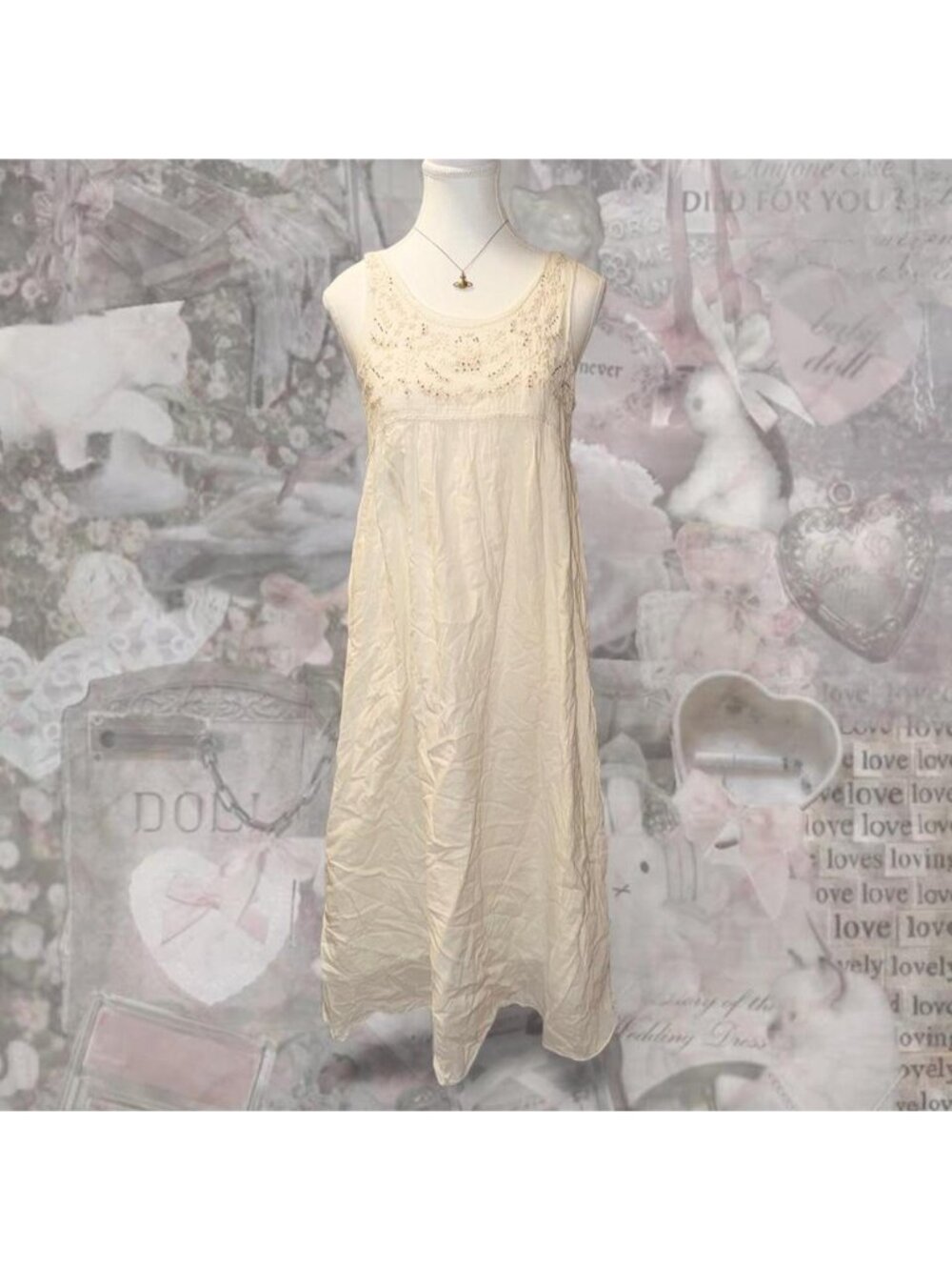 Discoat White Embroidered Maxi Dress Cottagecore Fairy Grunge Prairie Sleeveless